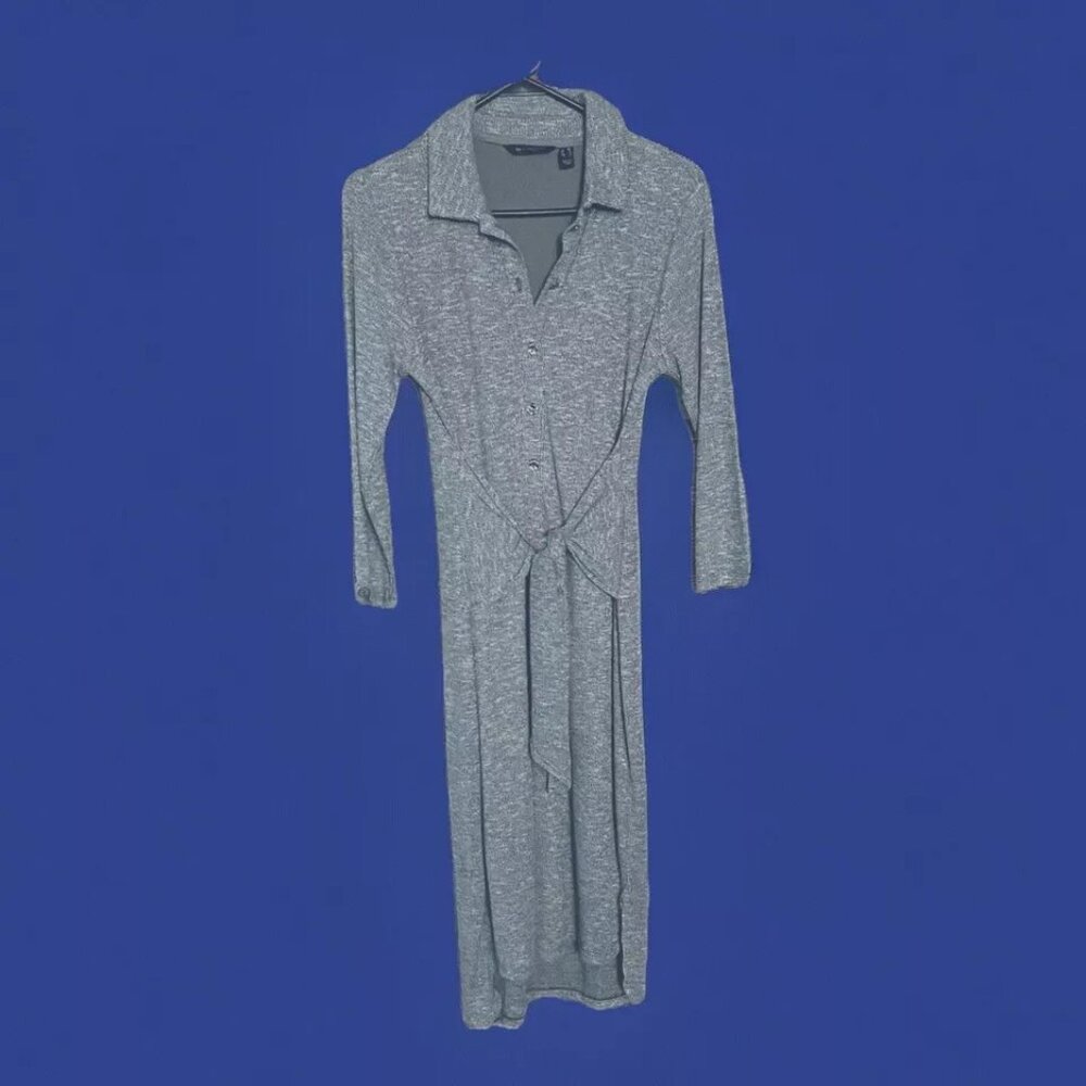 H By Halston Wrap Dress Gray Mid-Length With Lining Women Size X-S Ties In Front - Picture 2 of 3
